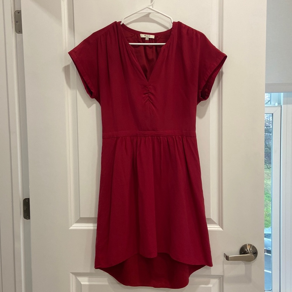 Madewell Red Dress 8 Lined Short Sleeve Cinched